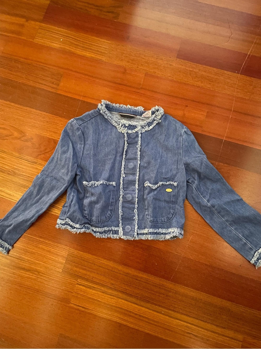 Tommy Hilfiger Girls' Frayed Trim Denim Jacket - Blue